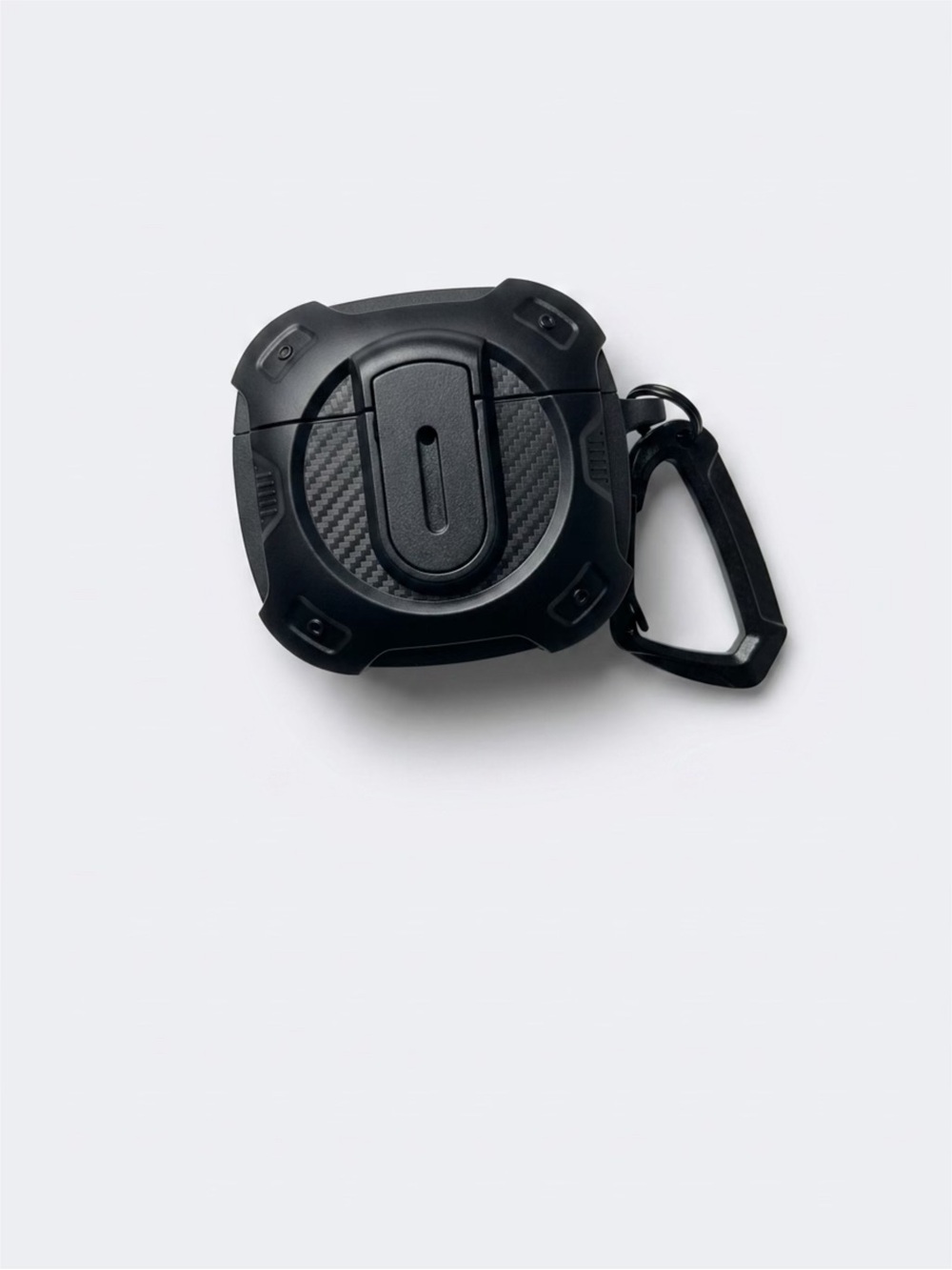 Black Protective Wireless Earbud Case with Carabiner for AirPods 4